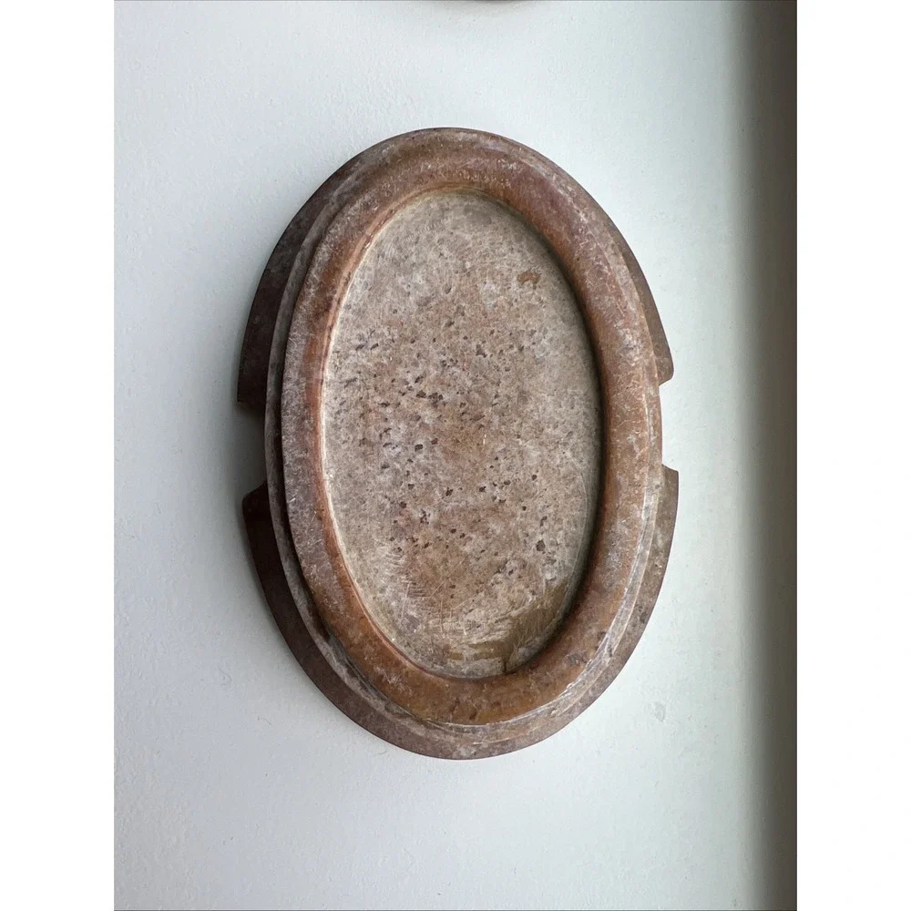 Natural SOAPSTONE 2pc. Oval Lattice Insert SOAP DISH No Two Are Alike